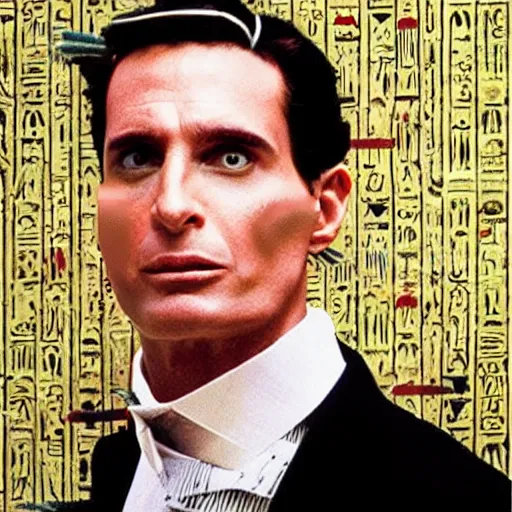 Prompt: Patrick Bateman as an egyptian Pharaoh