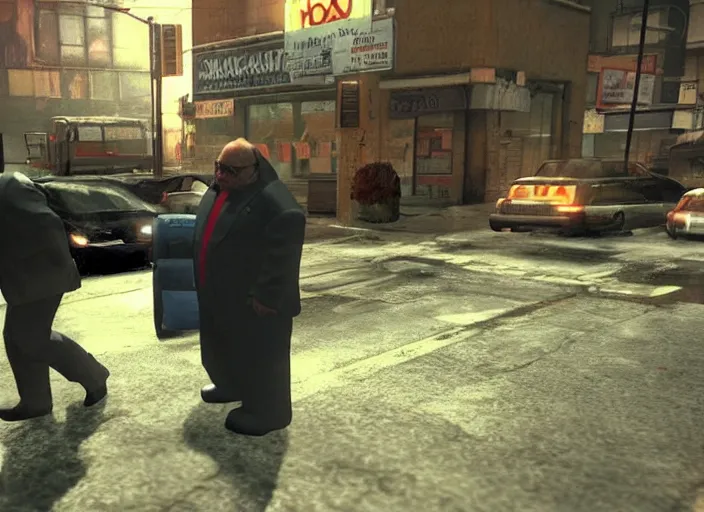 Image similar to video game still of danny devito in the video game heavy rain,