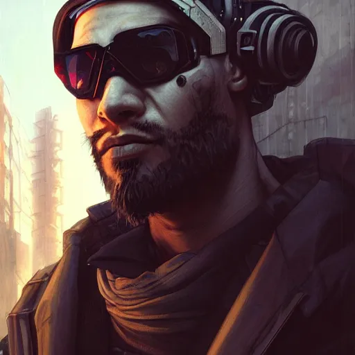 Prompt: A portrait of a cyberpunk thug guy on the street of a Soviet slum on the moon, Norilsk, sci-fi, fantasy, intricate, very very beautiful, elegant, highly detailed, digital painting, artstation, concept art, smooth, sharp focus, illustration, art by artgerm and greg rutkowski and alphonse mucha