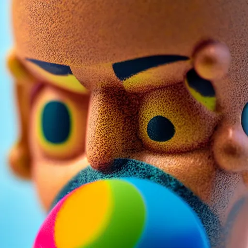 Image similar to close up shot of a bobble head psychedelic terence mckenna, depth of field, fstop 1. 3, bokeh