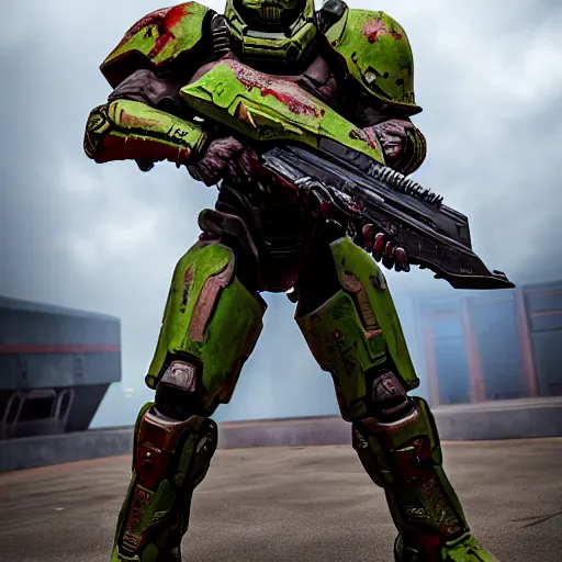 Image similar to doom slayer from doom 2 0 1 6, photography