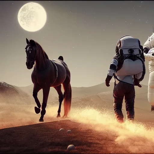 Prompt: a horse riding an astronaut, by death stranding, an astronaut carries a horse on his back, games lag, lag in the game, unreal engine 5, artstationhd, 4 k, 8 k, 3 d render, 3 d houdini, cinema 4 d, octane,
