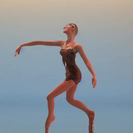 Prompt: a dancer lost at see with unequivocal love for the screams of seagulls, blue color scheme, Allen Barnhart, François Beau, 8K 3D, trending on artsstation - n9 - s-1