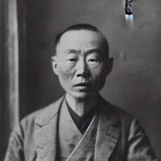 Image similar to Portrait of a 19th century Chinese man in an old traditional Chinese medicine store, 1900s photography