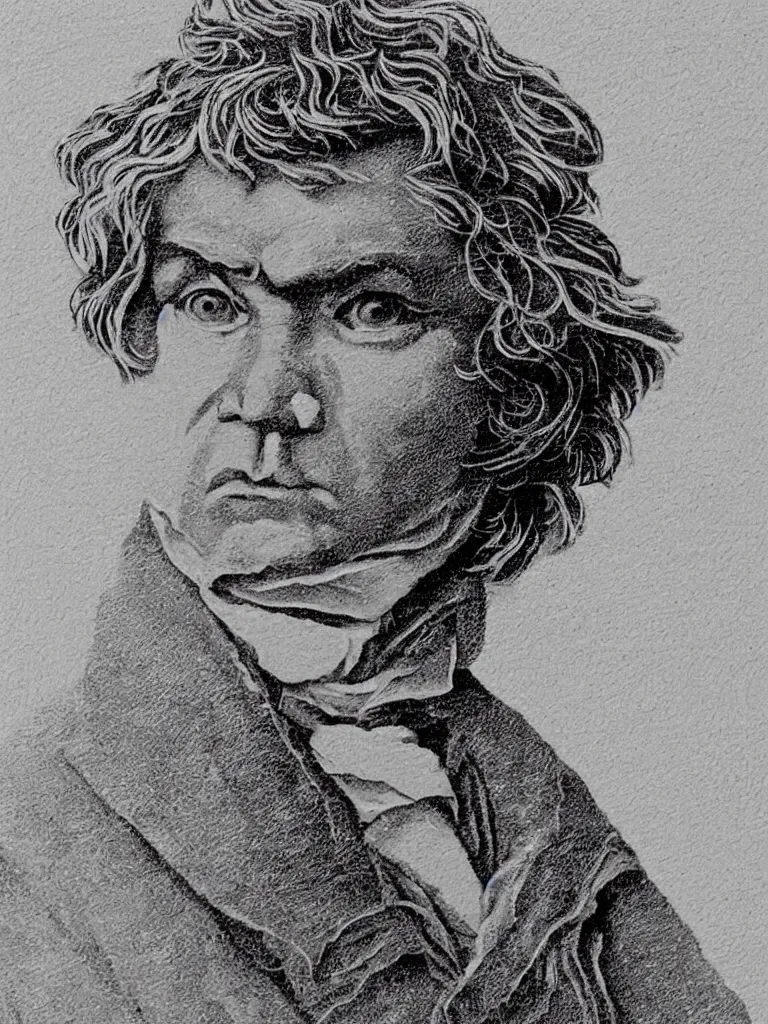 Prompt: portrait of beethoven made using wires only