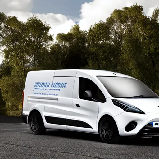 Prompt: A commercial van designed and produced by McLaren, with McLaren design elements, promotional photo