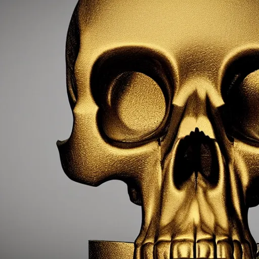 Image similar to a skull made of solid gold sits on an abandoned gravestone, beautiful detailed intricate insanely detailed octane render, 8k artistic photography, photorealistic, chiaroscuro