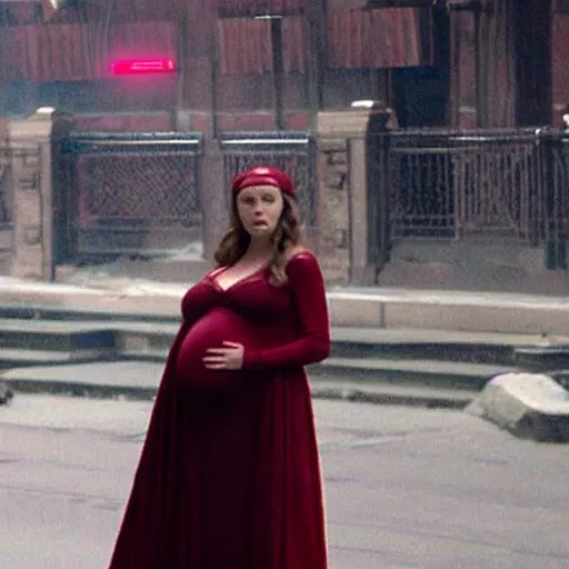 Image similar to Scarlet Witch pregnant, movie screencap