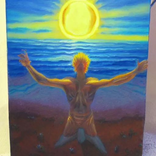 Prompt: the cult of the sun oil painting