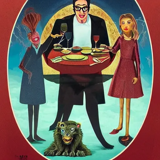 Image similar to goosebumps book cover, werewolf at supper, r l stine