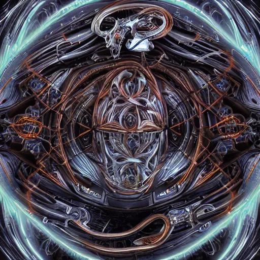 Image similar to biomechanical ouroboros, surrounded with neural networks, fantasy illustration, trending on artstation, deviantart, very realistic, 4k