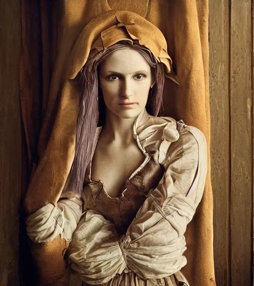 Image similar to portrait_photo_of_a_stunningly beautiful android maiden, 19th century, hyper detailed by Annie Leibovitz, Steve McCurry, David Lazar, Jimmy Nelsson, professional photography