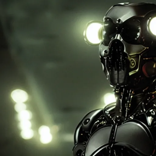 Prompt: movie still of a cool black cyborg, cinematic composition, cinematic light, by edgar wright