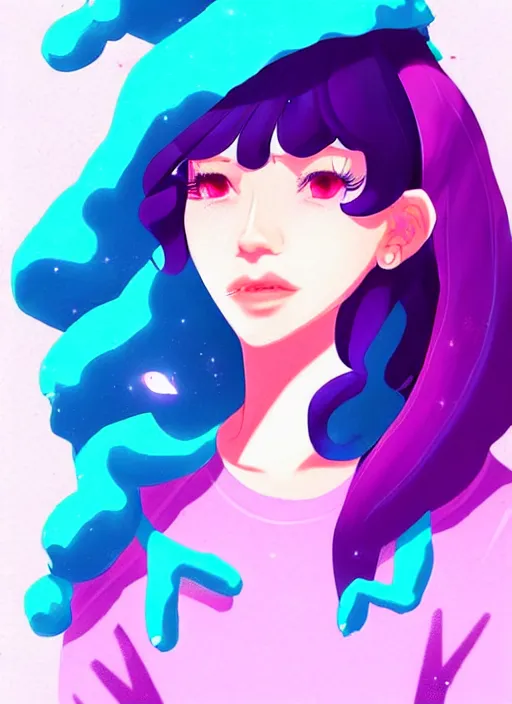 Image similar to female character inspired by 9 0's fashion and by madeline from celeste, art by rossdraws