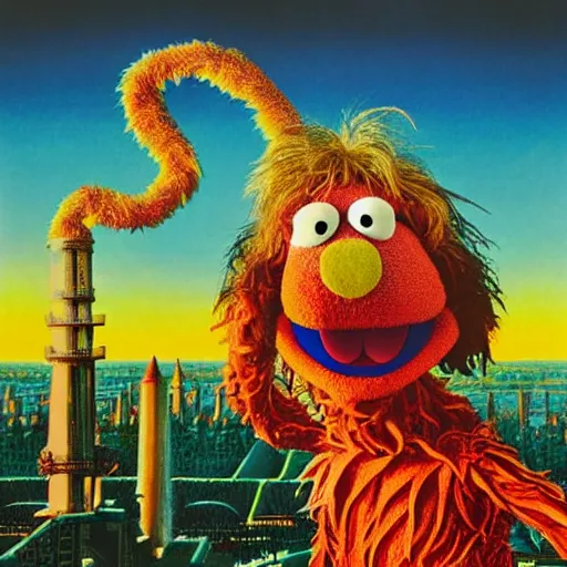 Image similar to animal the muppet on iron maiden album cover, 8 k resolution hyperdetailed photorealism