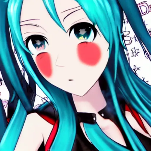 Image similar to hatsune miku getting high by smoking weed, bloodshot eyes, smoke everywhere