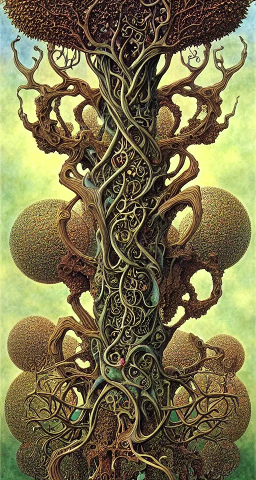 Image similar to tree of life by roger dean and andrew ferez, art forms of nature by ernst haeckel, divine chaos engine, symbolist, visionary, art nouveau, botanical fractal structures, organic, detailed, realistic, surreality