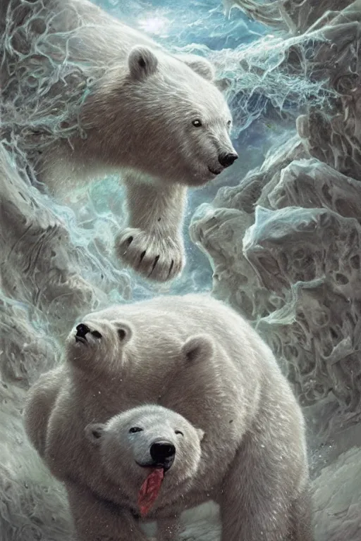 Prompt: invisible polar bear,art by Jeff Easley and Iain McCaig,trending on artstation, gelatinous lighting low angle view,photorealistic,hdr,narrative realism ,futuresynth ,cubism ,