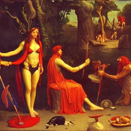 Prompt: circe of the odyssey, art by hubert van eyck