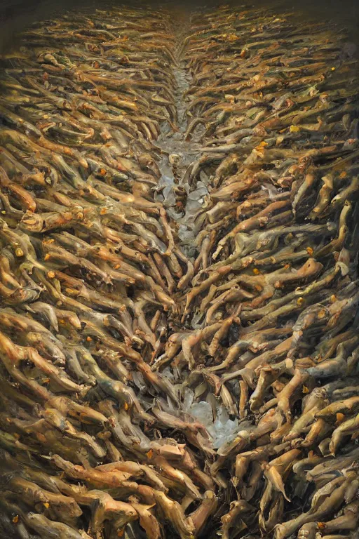 Image similar to palette knife oil painting of hundreds of rats forming the shape of a human. sewer, dark lighting. extreme detail. artstation trending, artgerm, deviant art, octane, substance, art history 8 k