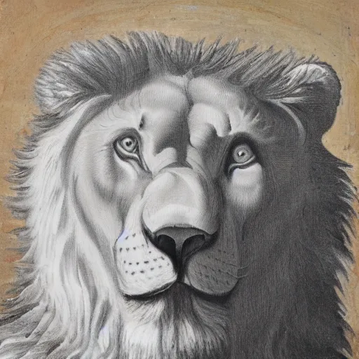 Prompt: a renaissance style portrait painting of lion Bear hybrid