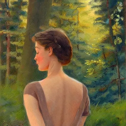 Image similar to A body art of a beautiful scene of nature. The colors are very soft and muted, and the overall effect is one of serenity and peace. The composition is well balanced, and the brushwork is delicate and precise. by Patricia Polacco, by Raymond Leech