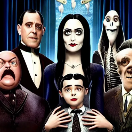 Image similar to a still from the Addams family live action movie directed by Wes Anderson