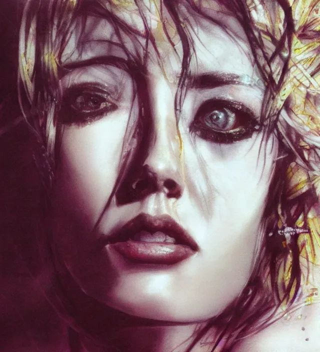 Prompt: detailed portrait of amber heard by yoshitaka amano