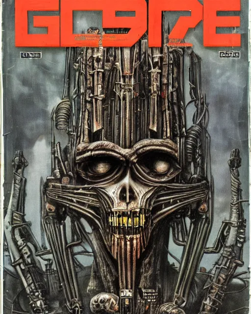 Prompt: videogame cover art, magazine by hr giger