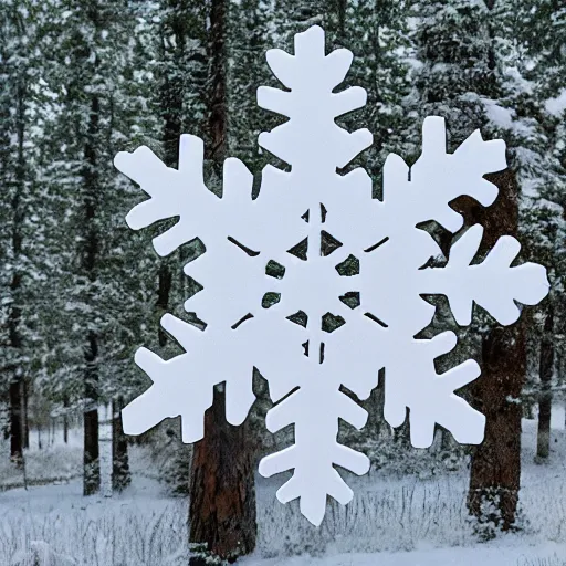 Image similar to snowflake in front of pinetree forrest