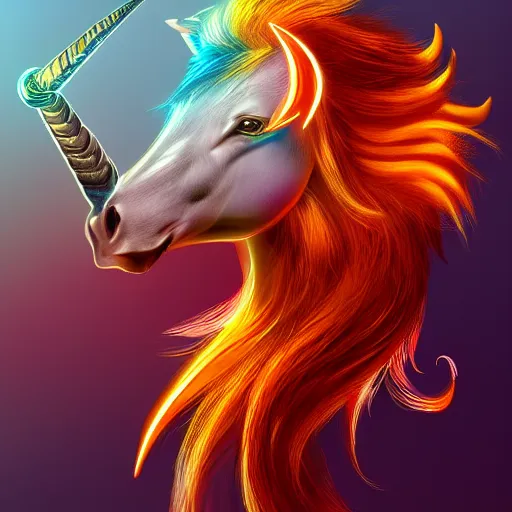 Image similar to digital illustration of a unicorn phoenix, deviantArt, artstation, artstation hq, hd, 4k resolution