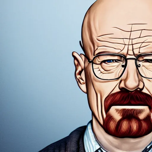 Image similar to a detailed portrait of walter white as a soy boy, art illustration, incredibly highly detailed and realistic, 8 k, sharp focus
