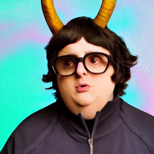 Image similar to andy milonakis as a goat, goat body, human head, anthropomorphic, 4 k, photorealistc, high details