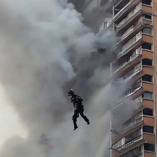 Prompt: people falling from a building on fire, ultra realistic, scare