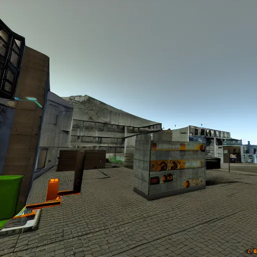 Image similar to garrys mod, half life 2 style map, fps shooter