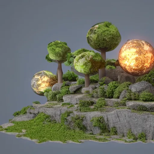 Prompt: 3 d render of a miniature earth high detailed volumetric lighting octane render