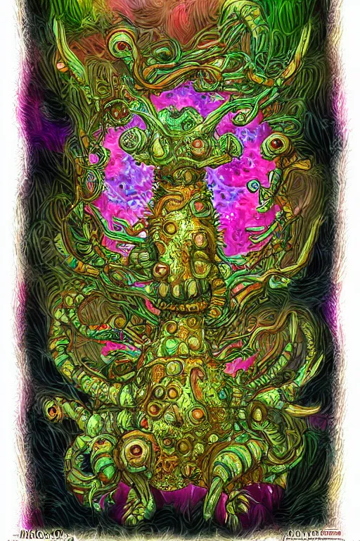 Image similar to creature sushi roots cactus elemental flush of force nature micro world fluo light deepdream a wild amazing steampunk baroque ancient alien creature, intricate detail, colorful digital painting