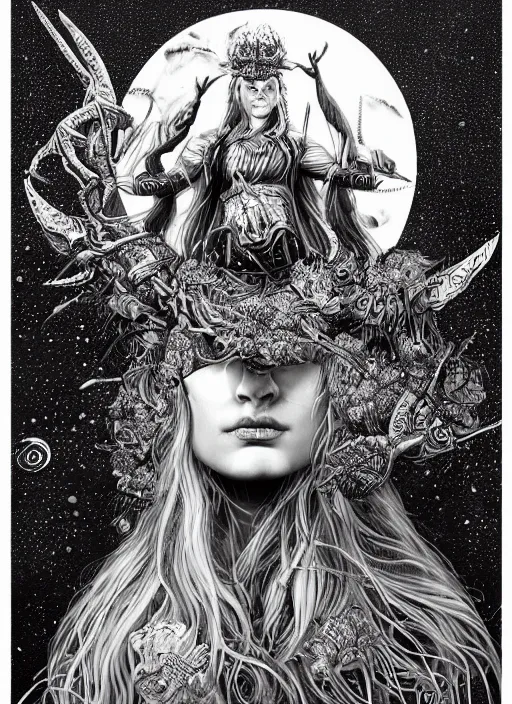 Image similar to Viking goddess painting by Dan Hillier, trending on artstation, artstationHD, artstationHQ, 4k, 8k