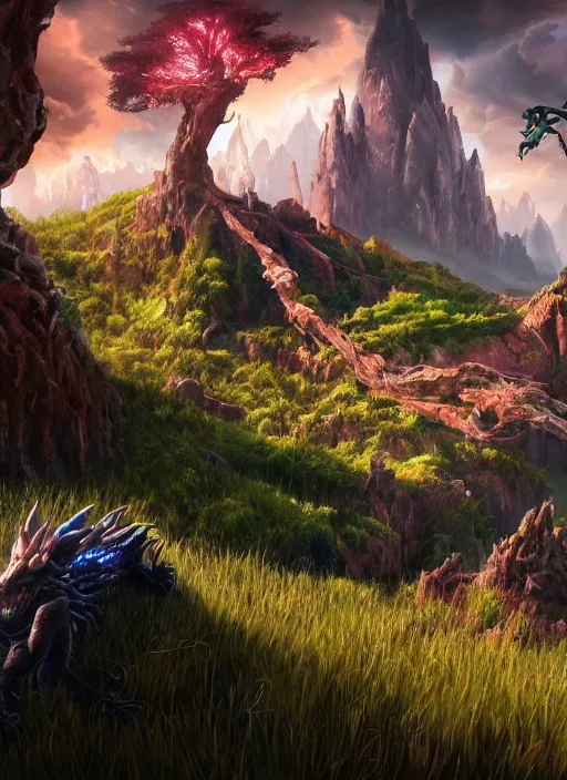 Image similar to landscape portrait of a gothic biome with a glowwave dragon on it, au naturel, hyper detailed, digital art, trending in artstation, cinematic lighting, studio quality, smooth render, unreal engine 5 rendered, octane rendered, art style by pixar dreamworks warner bros disney riot games and overwatch.