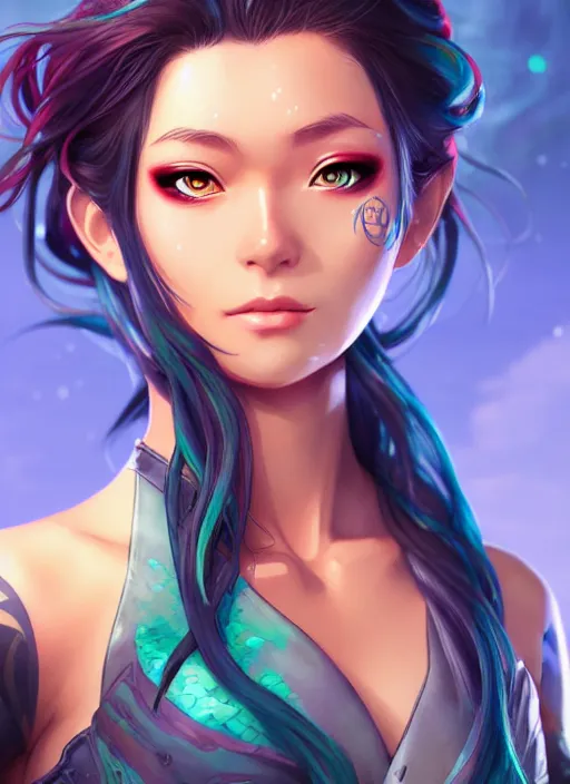 Image similar to Mermaid in apex legends as an anime character digital illustration portrait design by Ross Tran, artgerm detailed, soft lighting