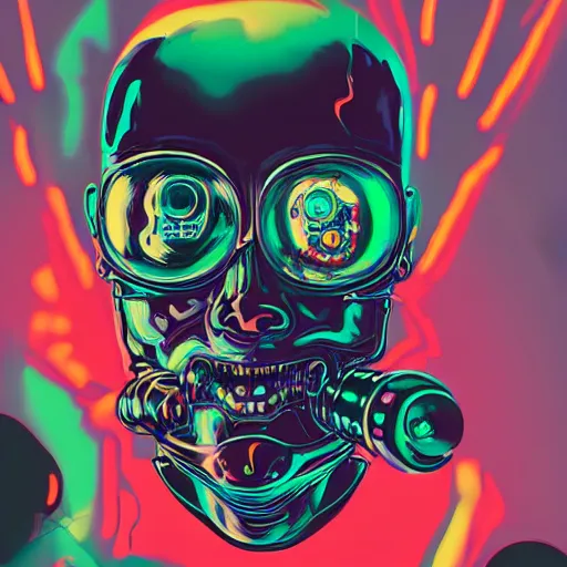 Image similar to a fine portrait of a psycho cyborg punk, distopic cosmic art, cry engine, 16K