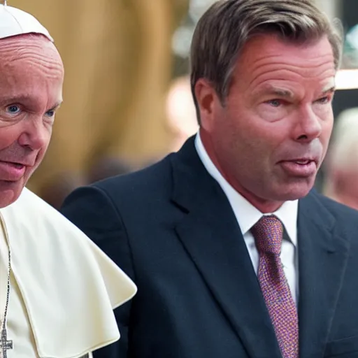 Prompt: Chris Hansen telling the Pope to sit down