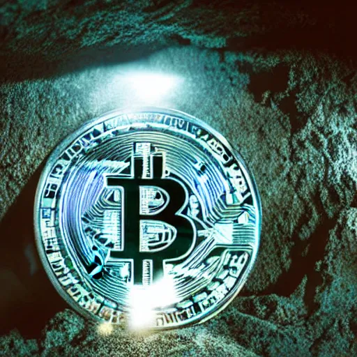 Prompt: bitcoin, ancient cave