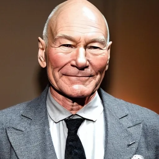 Prompt: “Patrick Stewart wearing his starfleet captains uniform”