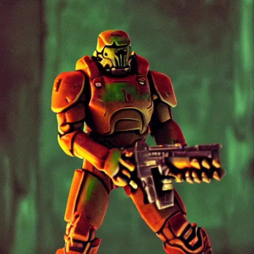 Image similar to doomguy from doom 2, photography