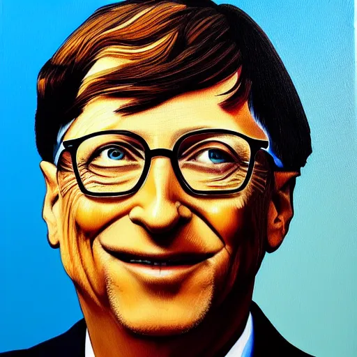 Image similar to portrait of bill gates in the style of Hashim Akib acrylic on canvas colourful strokes