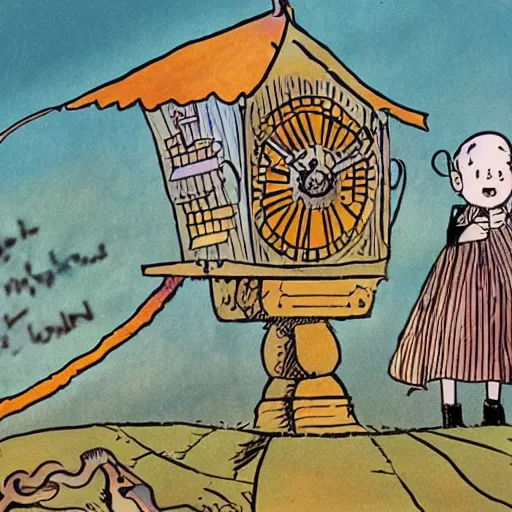 Image similar to highly detail illustrations from the (Phantom Tollbooth)