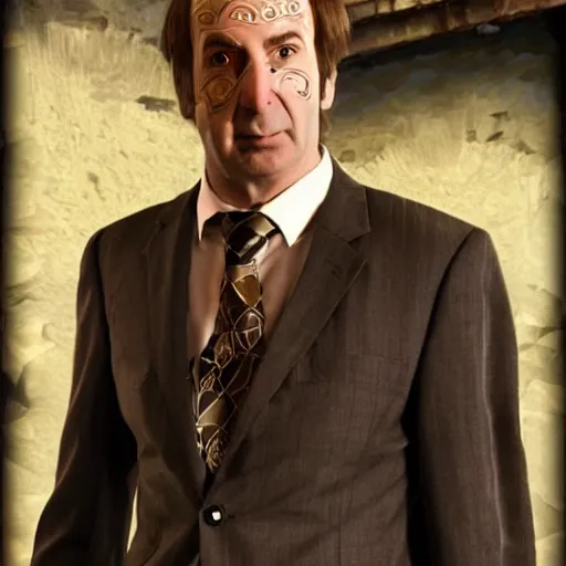 Image similar to Saul Goodman as a Dark Souls boss