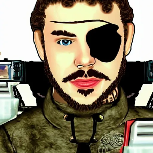 Prompt: Post Malone NPC mod in Goldeneye 007 for the Nintendo 64