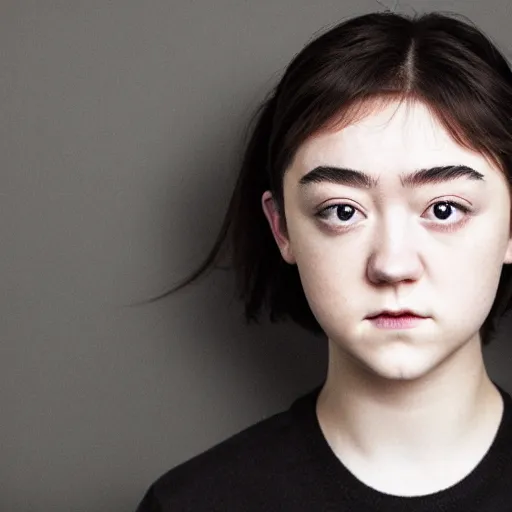 Image similar to a masterpiece portrait photo of a beautiful young woman who looks like a korean maisie williams, symmetrical face